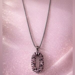 Pink Crystal Statement Necklace | Luxe Rhinestone Pendant | 17.75”
